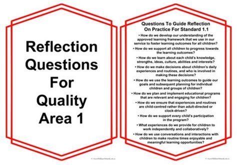 quality area 1 reflection questions